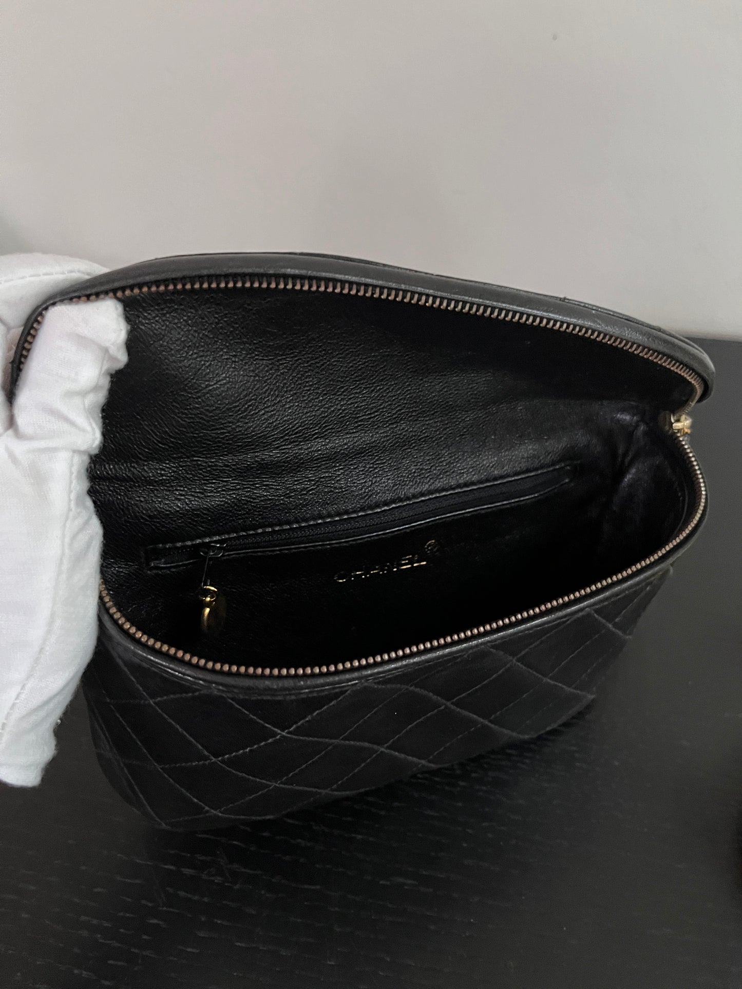 Chanel Vintage Black Lambskin Belt Bag