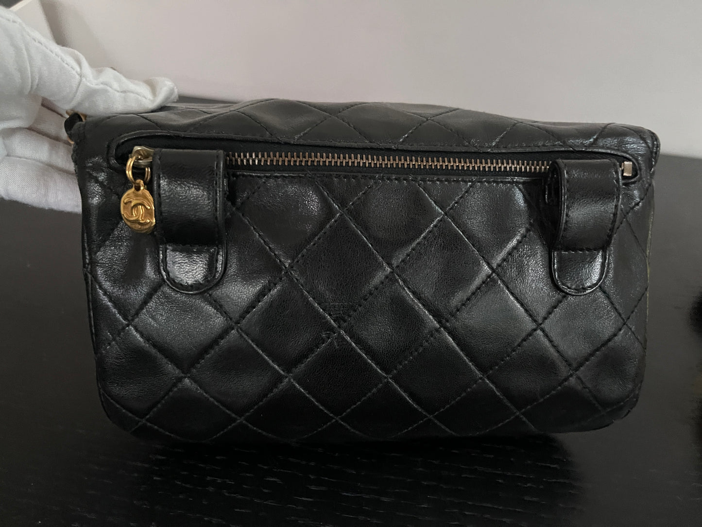 Chanel Vintage Black Lambskin Belt Bag