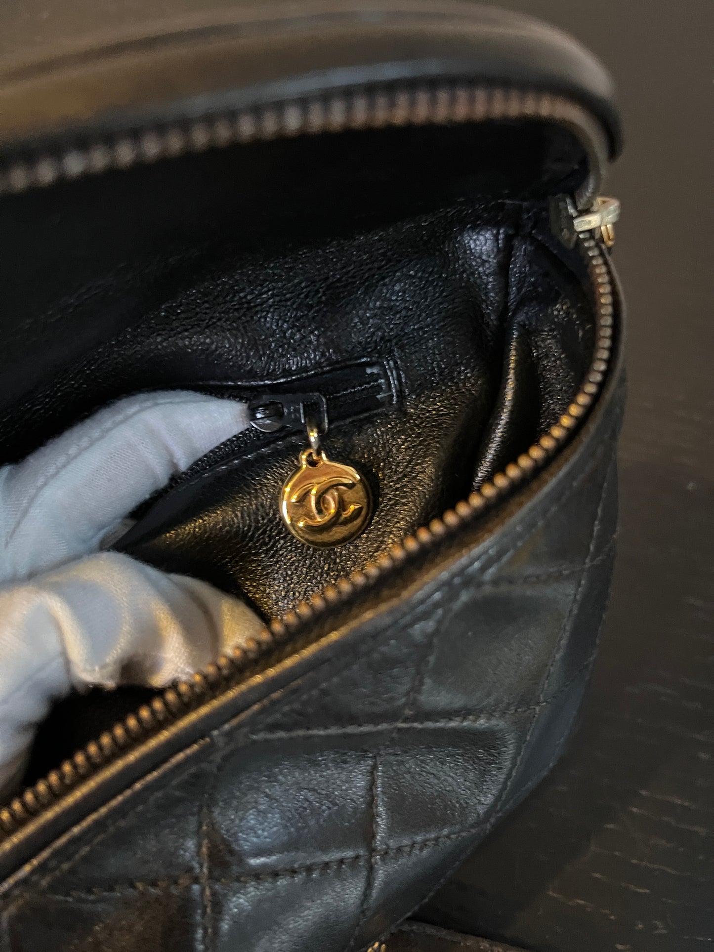 Chanel Vintage Black Lambskin Belt Bag