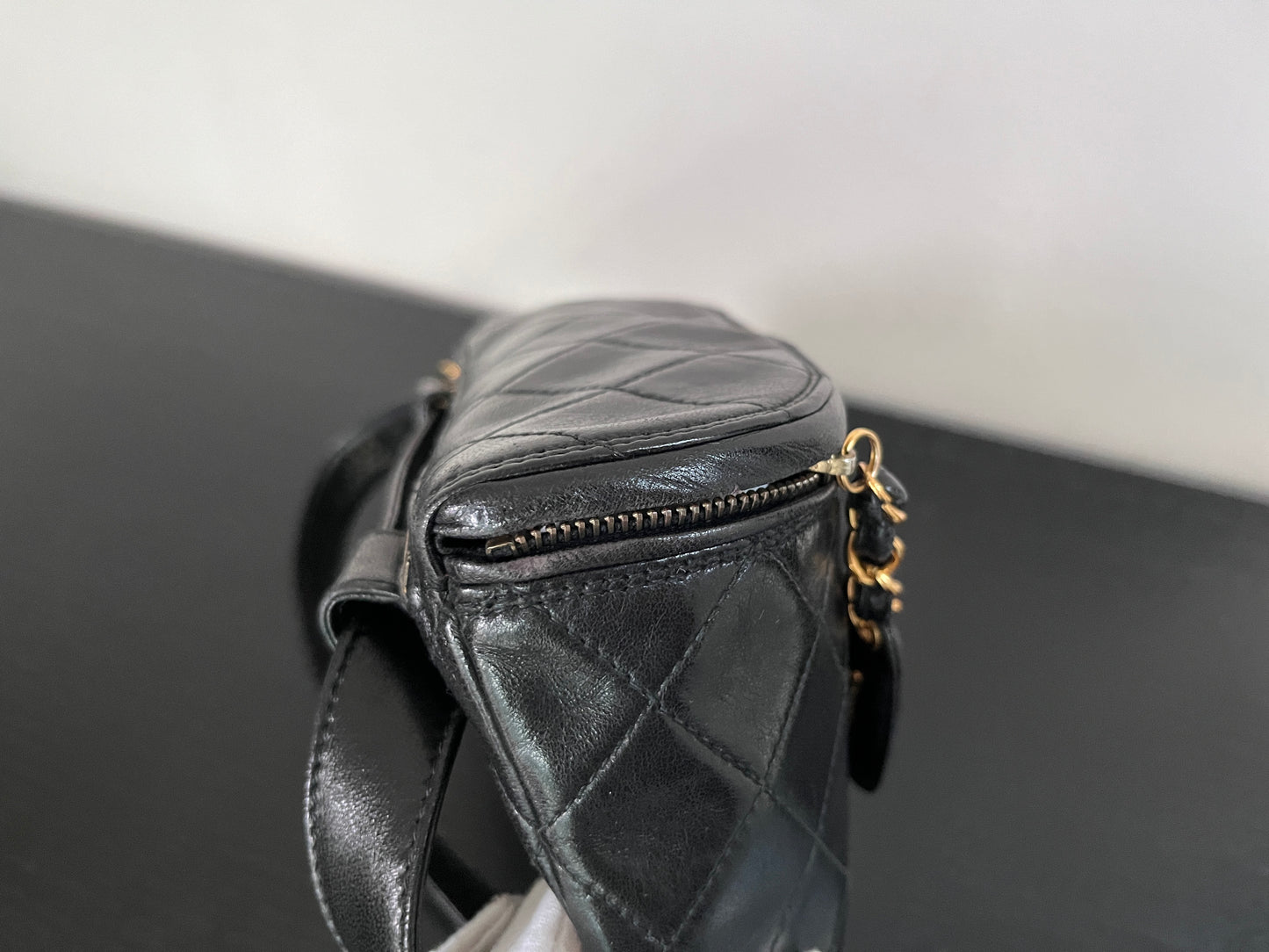 Chanel Vintage Black Lambskin Belt Bag