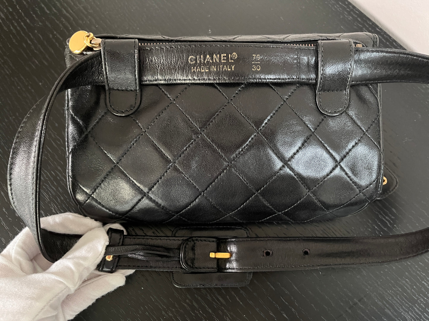 Chanel Vintage Black Lambskin Belt Bag