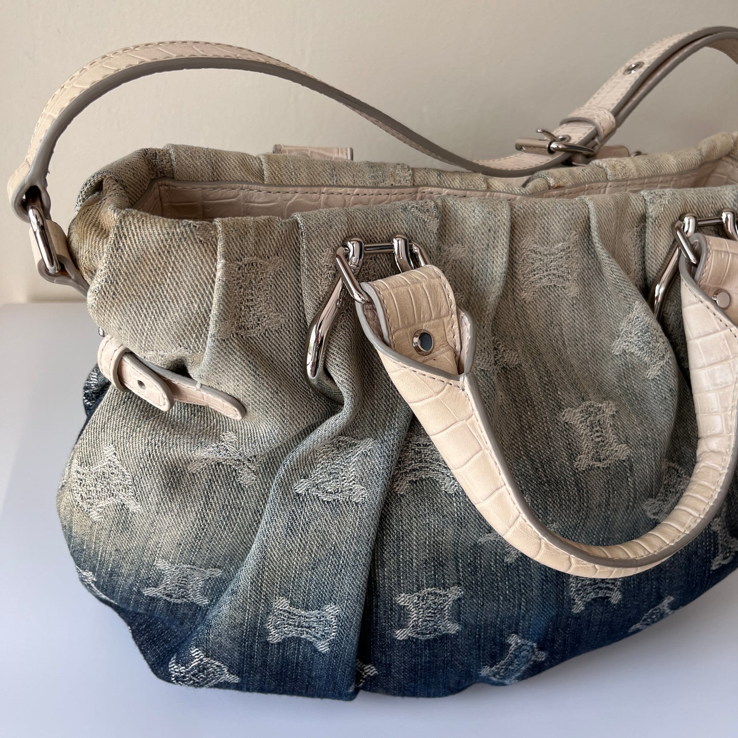 Celine blue denim Macadam Gradient 2Way Bag