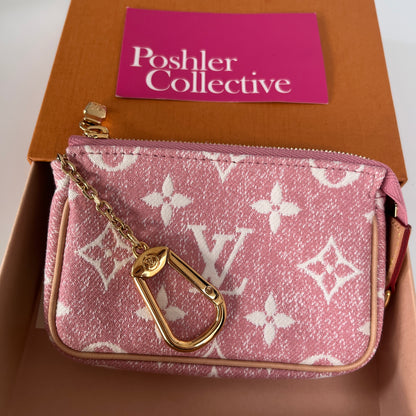 Louis Vuitton Pink Monogram Denim Key Pouch