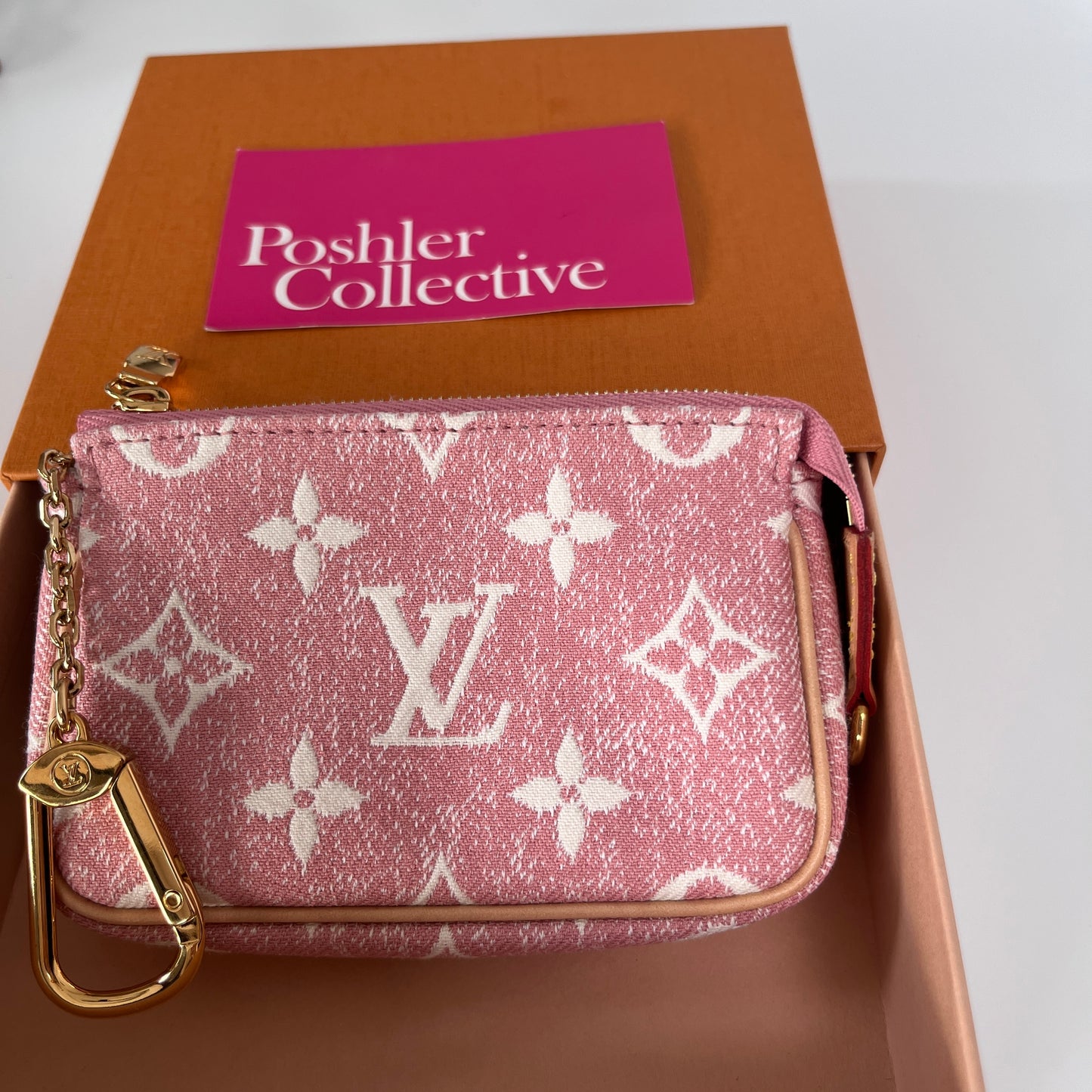 Louis Vuitton Pink Monogram Denim Key Pouch