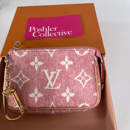 Louis Vuitton Pink Monogram Denim Key Pouch