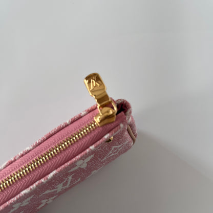 Louis Vuitton Pink Monogram Denim Key Pouch
