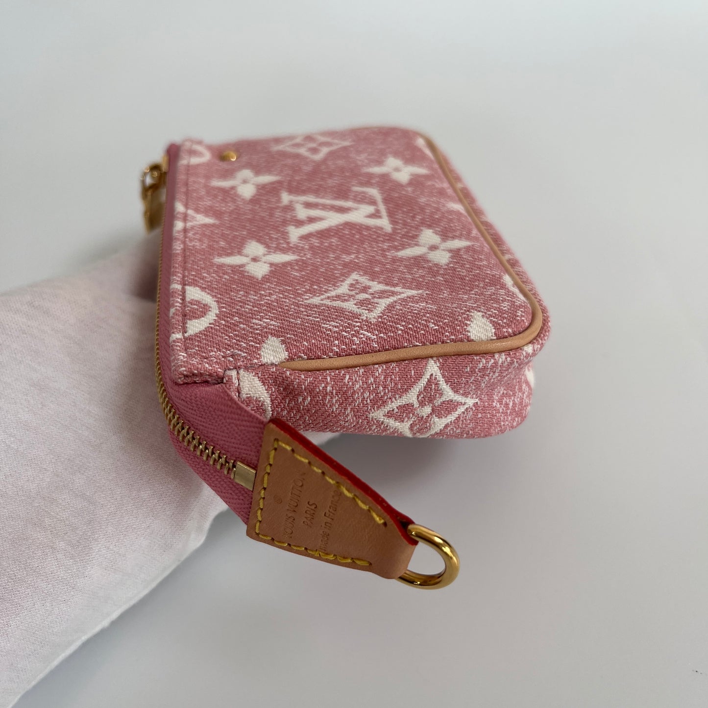 Louis Vuitton Pink Monogram Denim Key Pouch