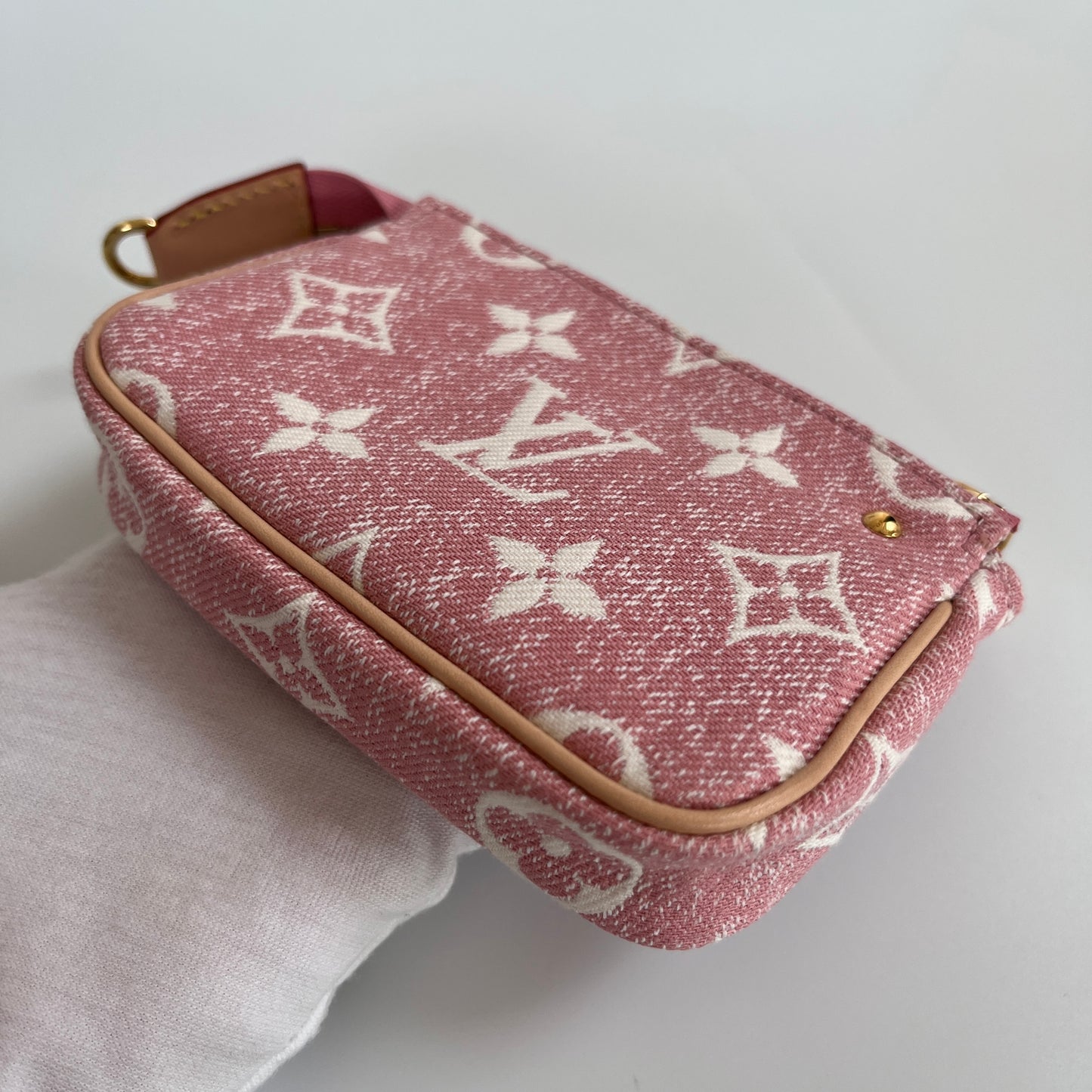 Louis Vuitton Pink Monogram Denim Key Pouch