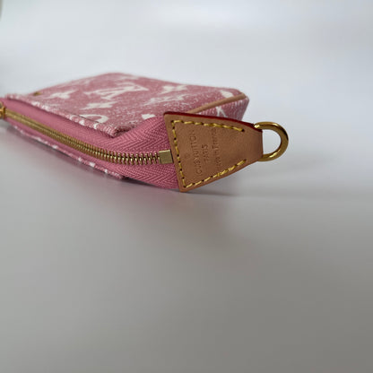 Louis Vuitton Pink Monogram Denim Key Pouch