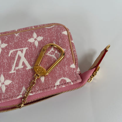 Louis Vuitton Pink Monogram Denim Key Pouch