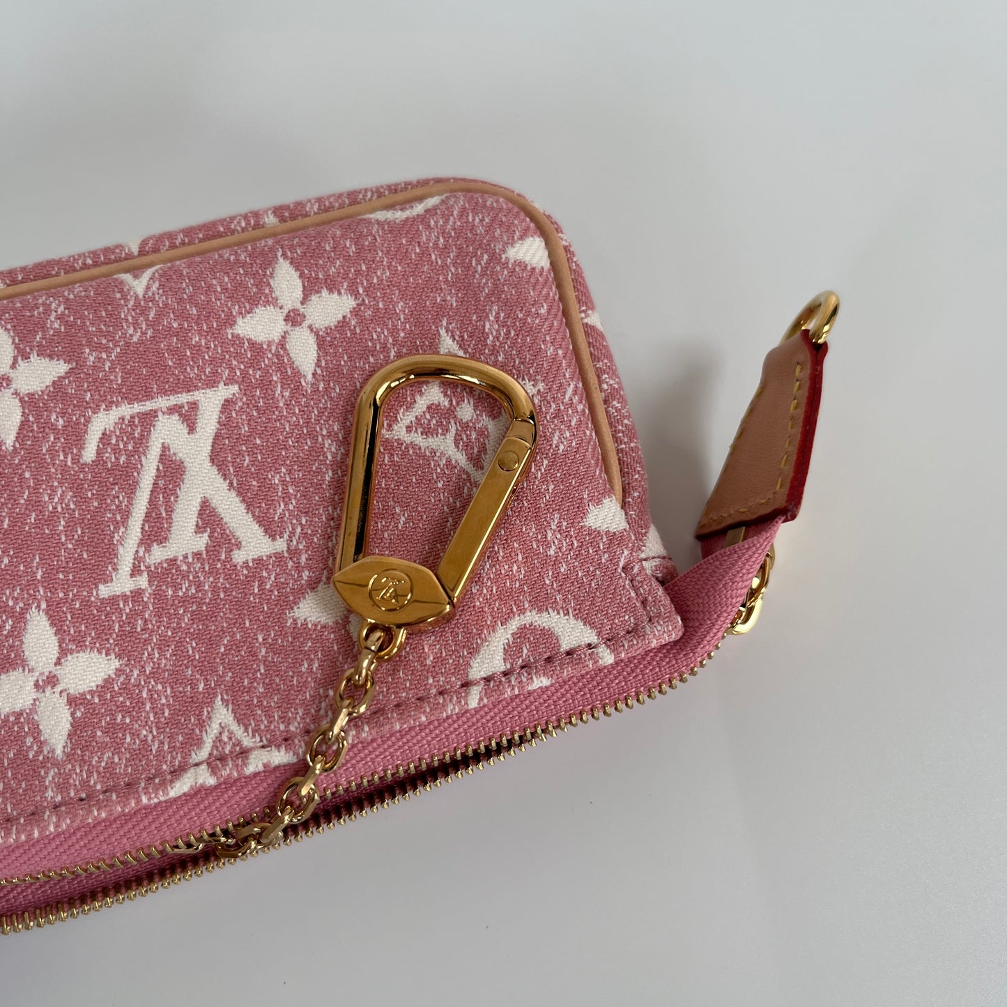 Louis Vuitton Pink Monogram Denim Key Pouch