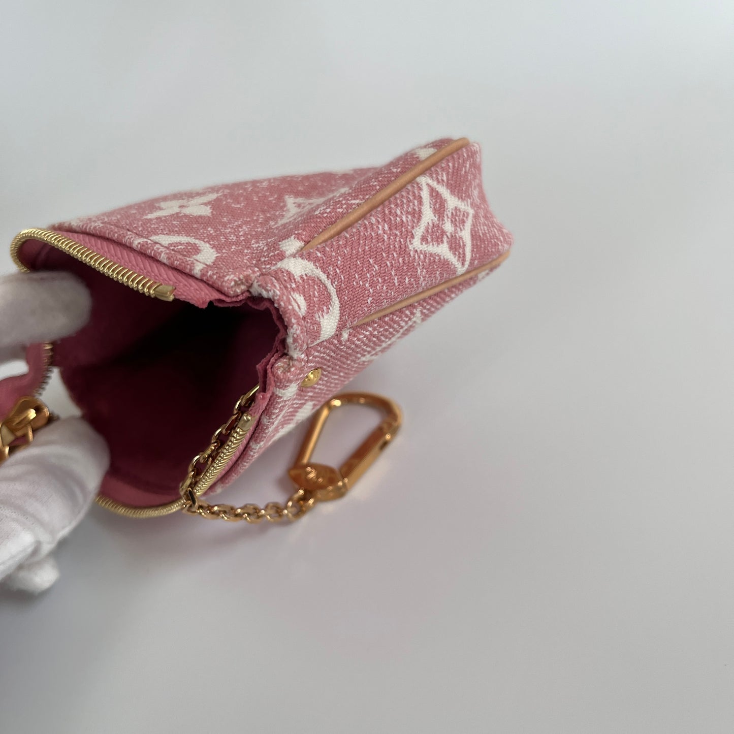 Louis Vuitton Pink Monogram Denim Key Pouch