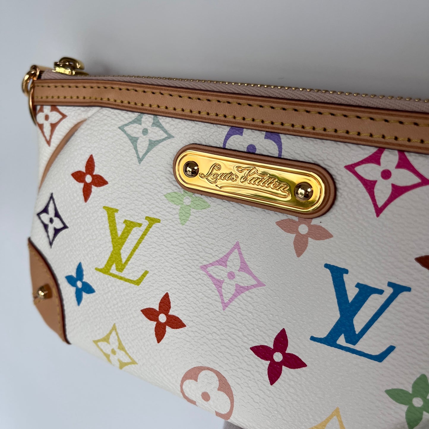 Louis Vuitton x Takashi Murakami Milla MM White Multicolor Clutch