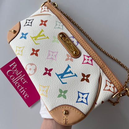 Louis Vuitton x Takashi Murakami Milla MM White Multicolor Clutch