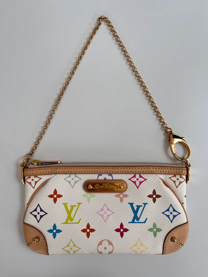 Louis Vuitton x Takashi Murakami Milla MM White Multicolor Clutch
