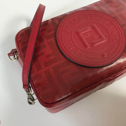 Fendi FF Coated Canvas Red Wristlet Pouch
