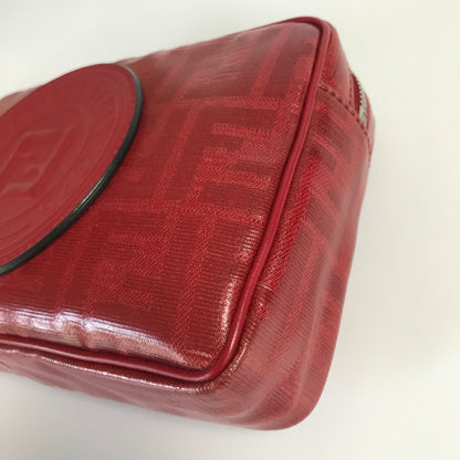 Fendi FF Coated Canvas Red Wristlet Pouch