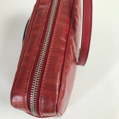 Fendi FF Coated Canvas Red Wristlet Pouch