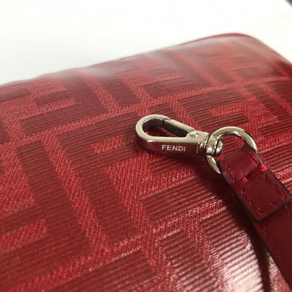 Fendi FF Coated Canvas Red Wristlet Pouch