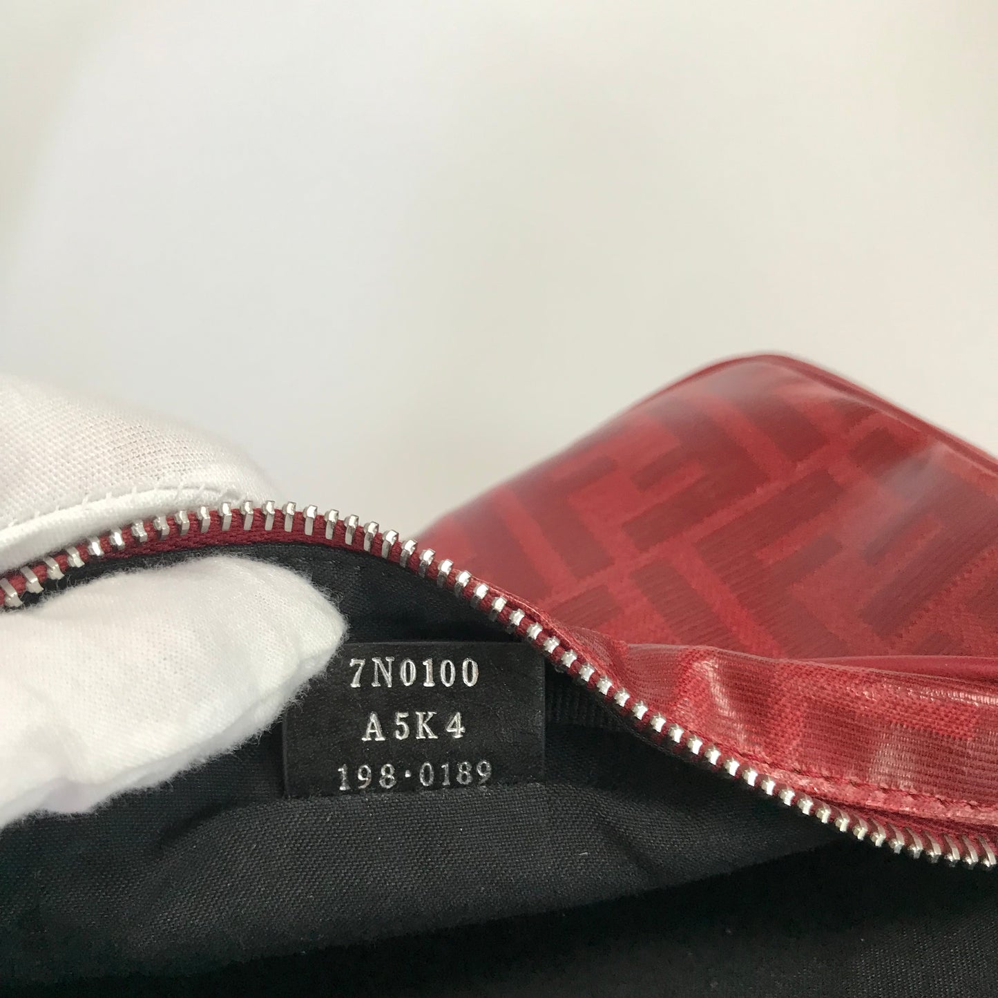 Fendi FF Coated Canvas Red Wristlet Pouch