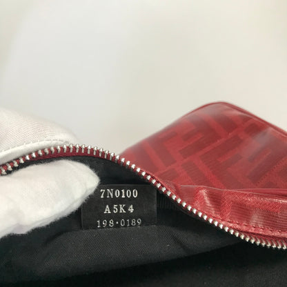 Fendi FF Coated Canvas Red Wristlet Pouch