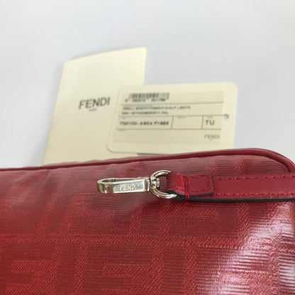 Fendi FF Coated Canvas Red Wristlet Pouch