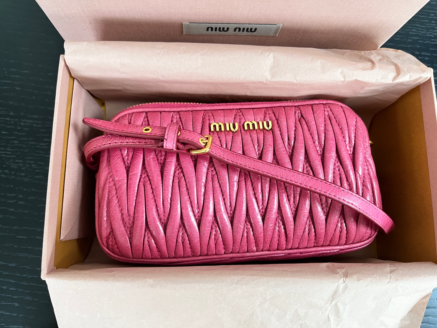 Miu Miu Matelassé Lux Double Zip Wristlet