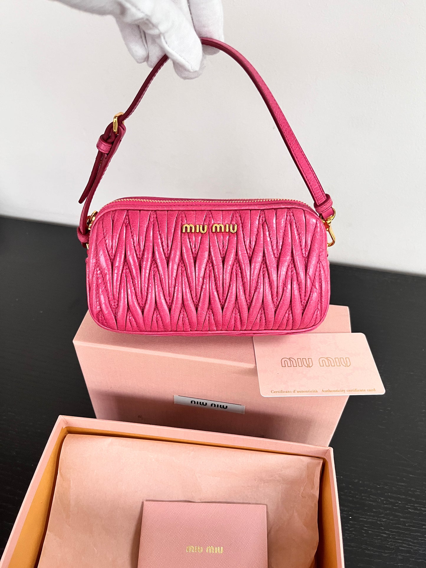 Miu Miu Matelassé Lux Double Zip Wristlet