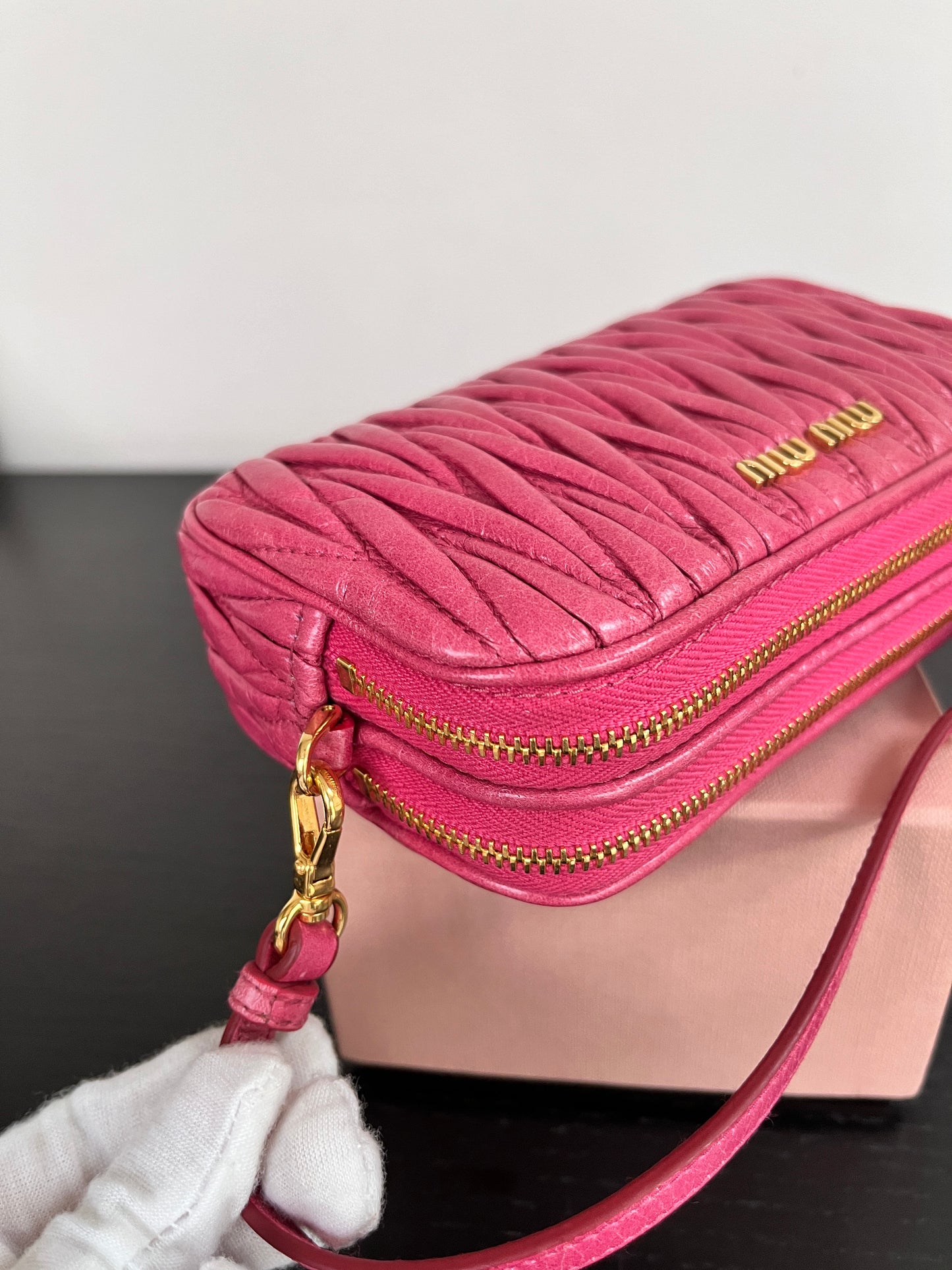 Miu Miu Matelassé Lux Double Zip Wristlet