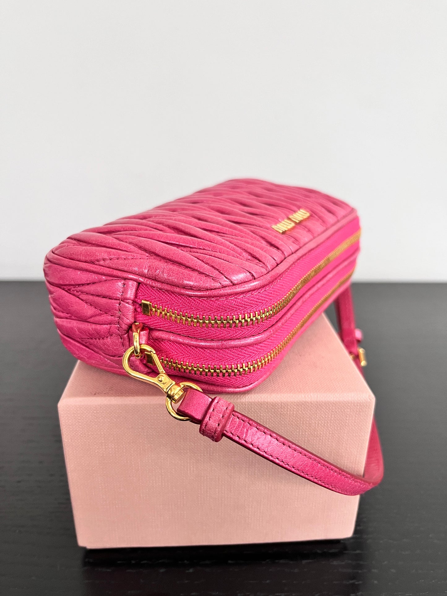 Miu Miu Matelassé Lux Double Zip Wristlet