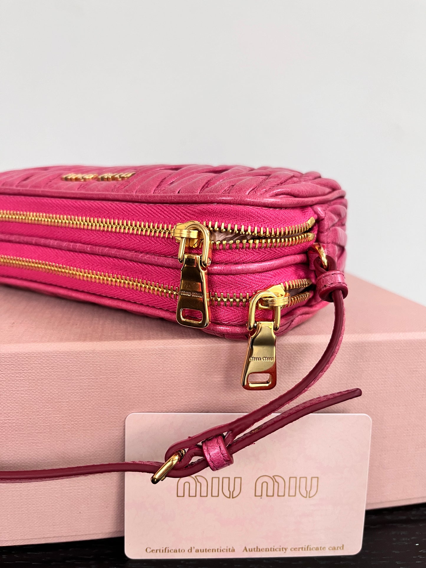 Miu Miu Matelassé Lux Double Zip Wristlet