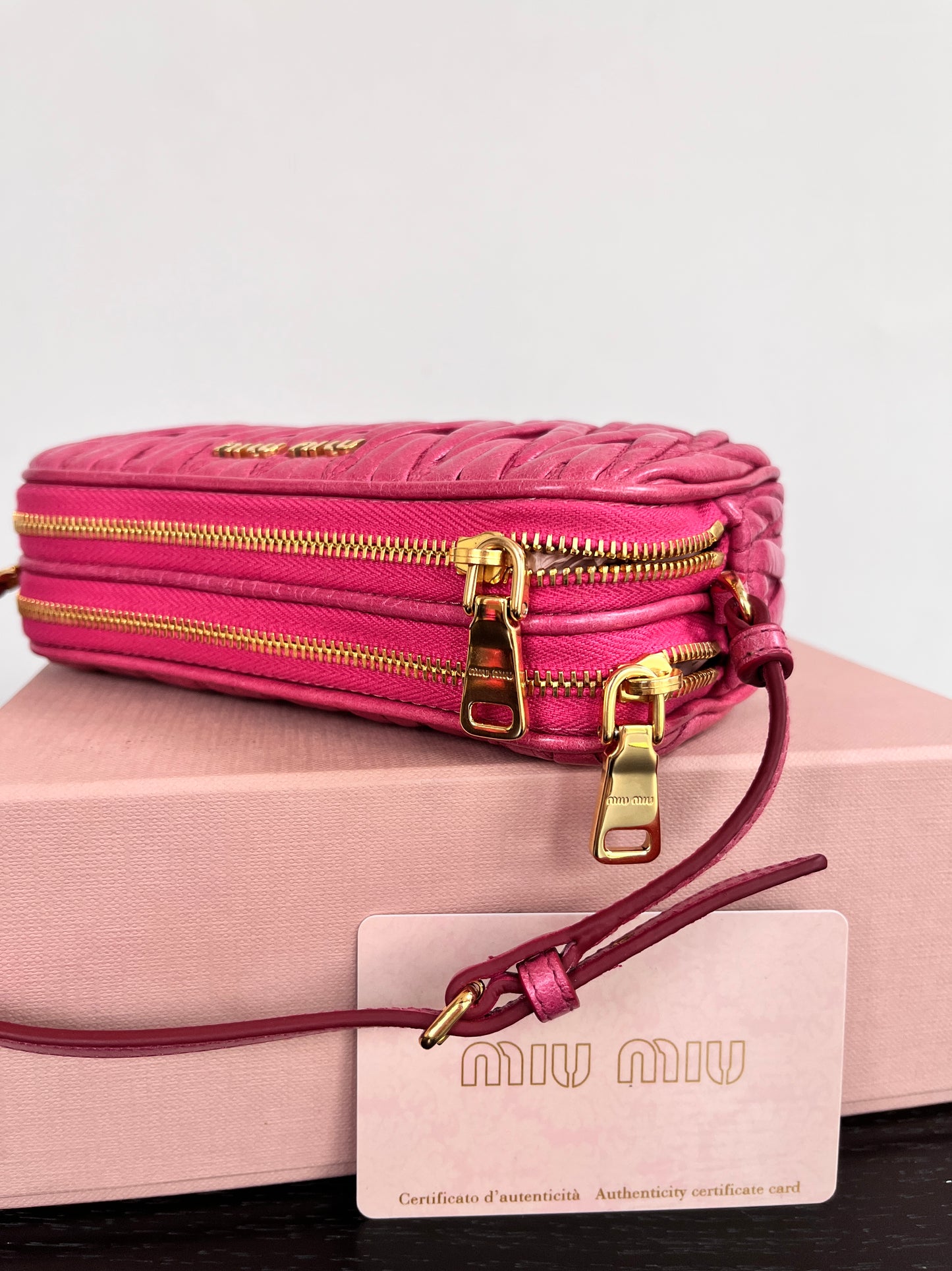 Miu Miu Matelassé Lux Double Zip Wristlet