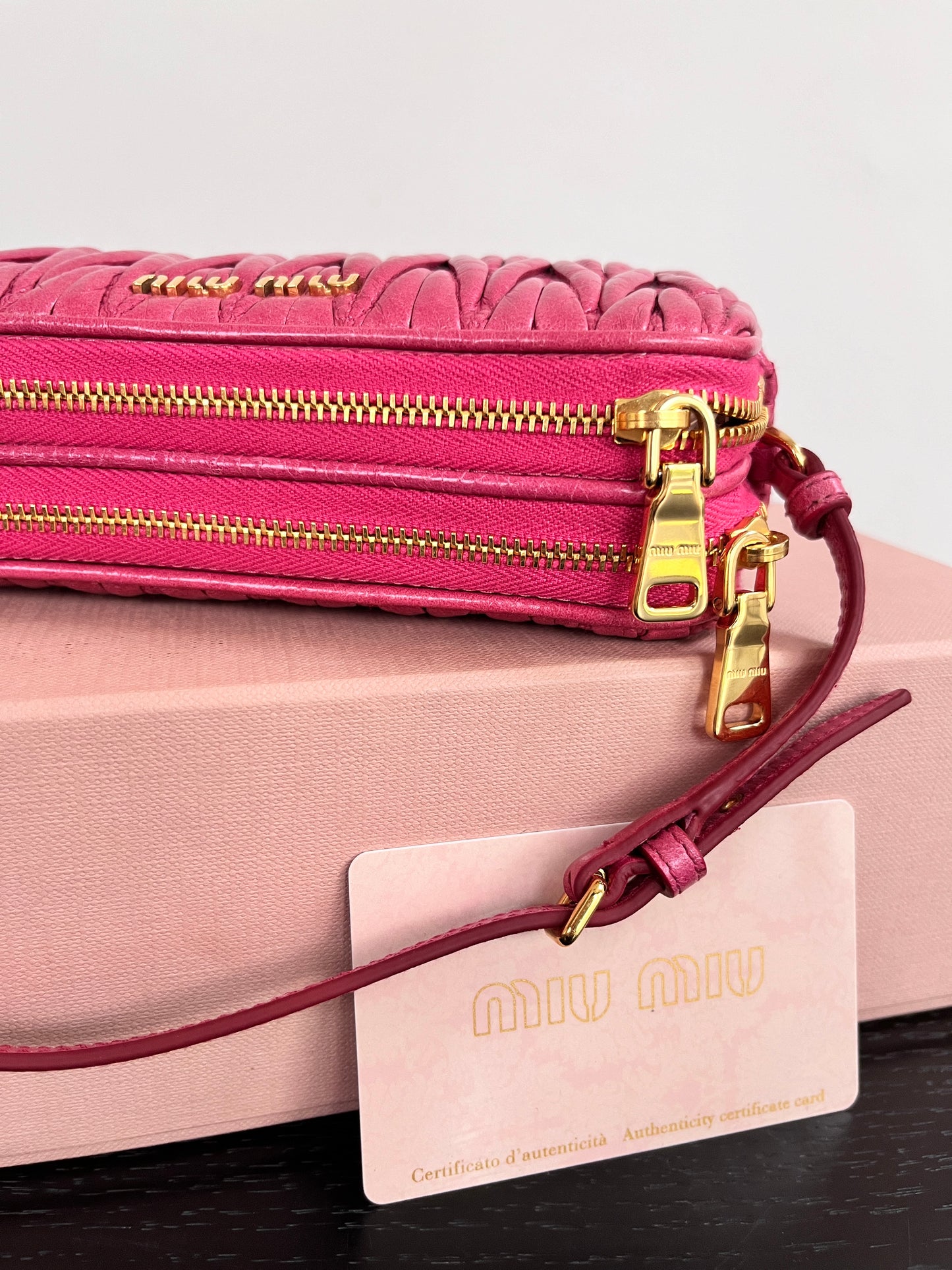 Miu Miu Matelassé Lux Double Zip Wristlet