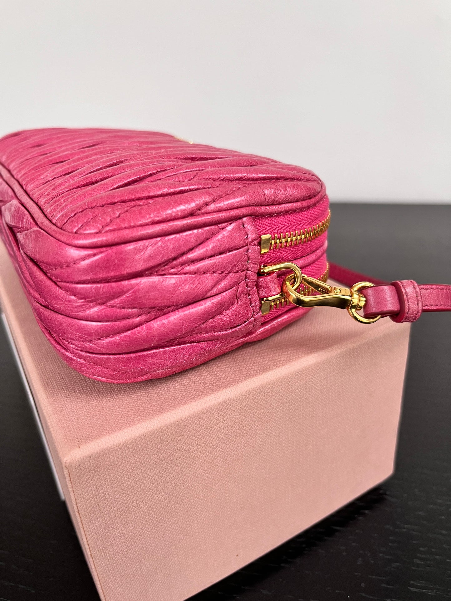 Miu Miu Matelassé Lux Double Zip Wristlet