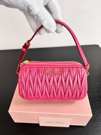 Miu Miu Matelassé Lux Double Zip Wristlet