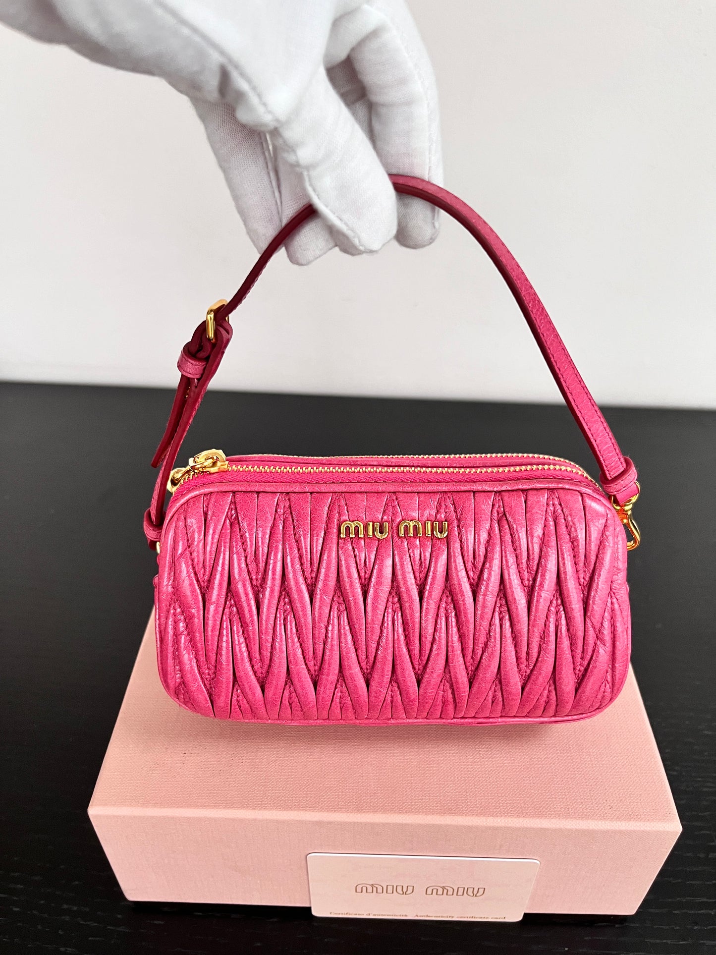 Miu Miu Matelassé Lux Double Zip Wristlet