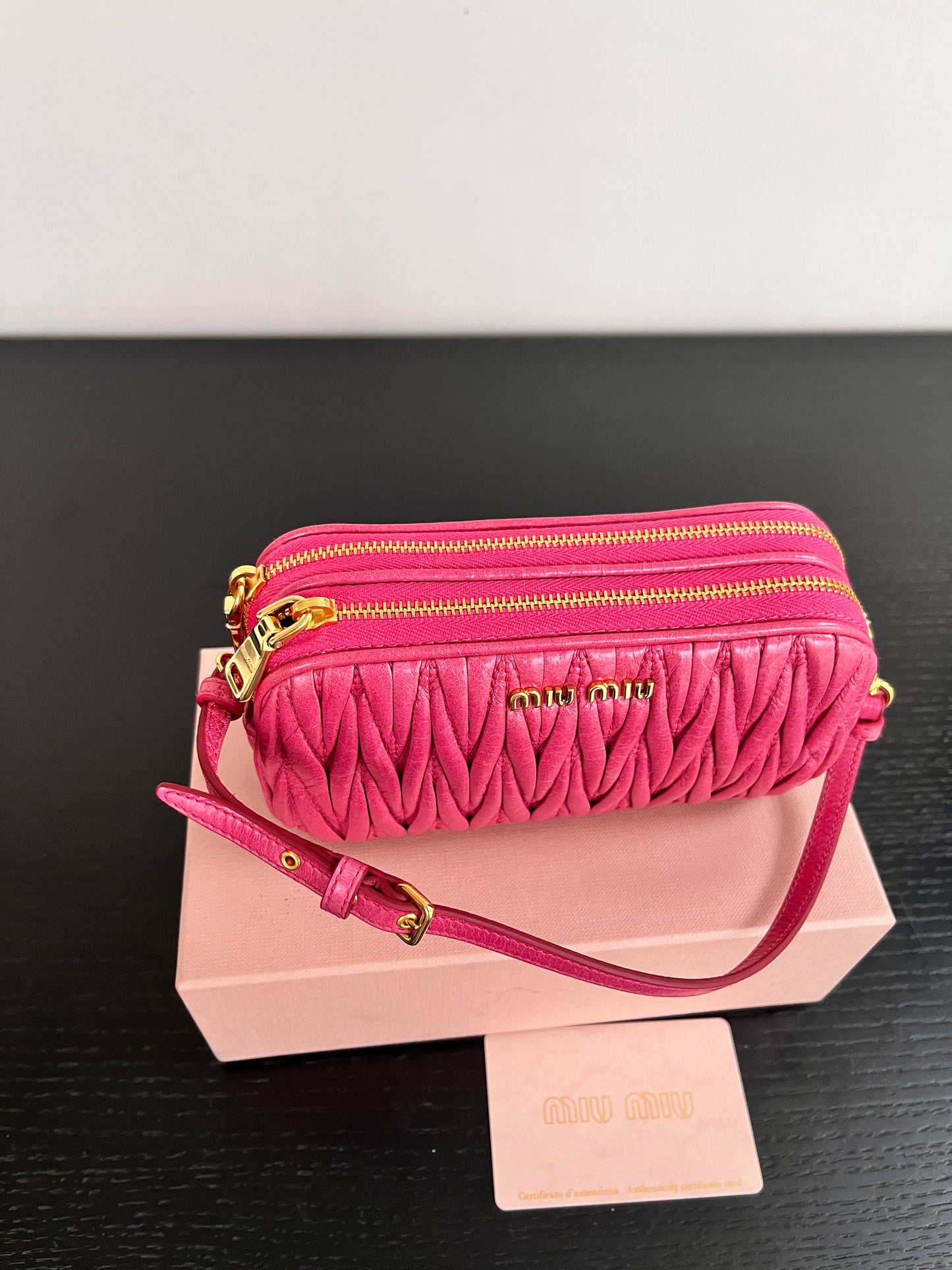 Miu Miu Matelassé Lux Double Zip Wristlet