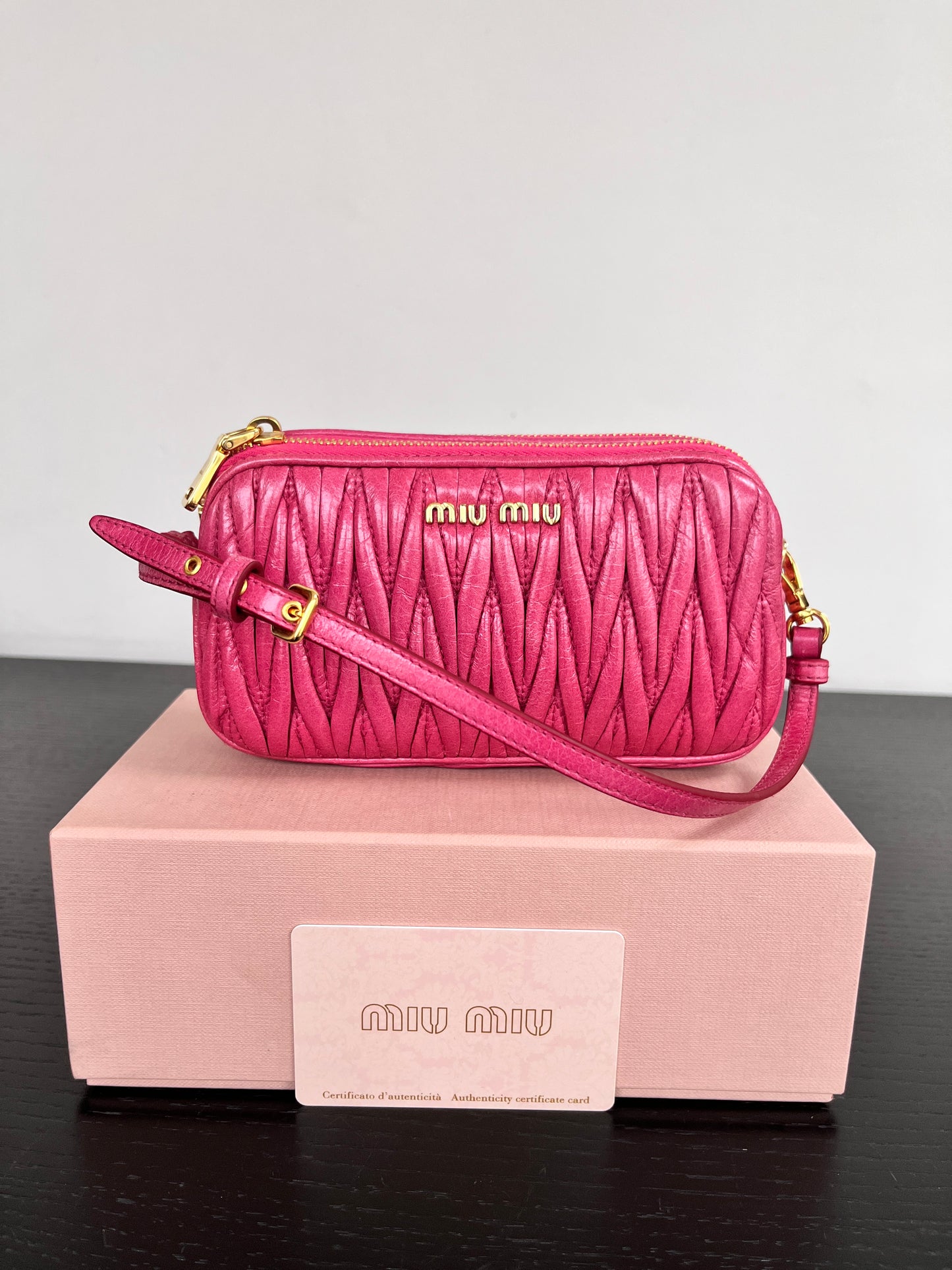 Miu Miu Matelassé Lux Double Zip Wristlet