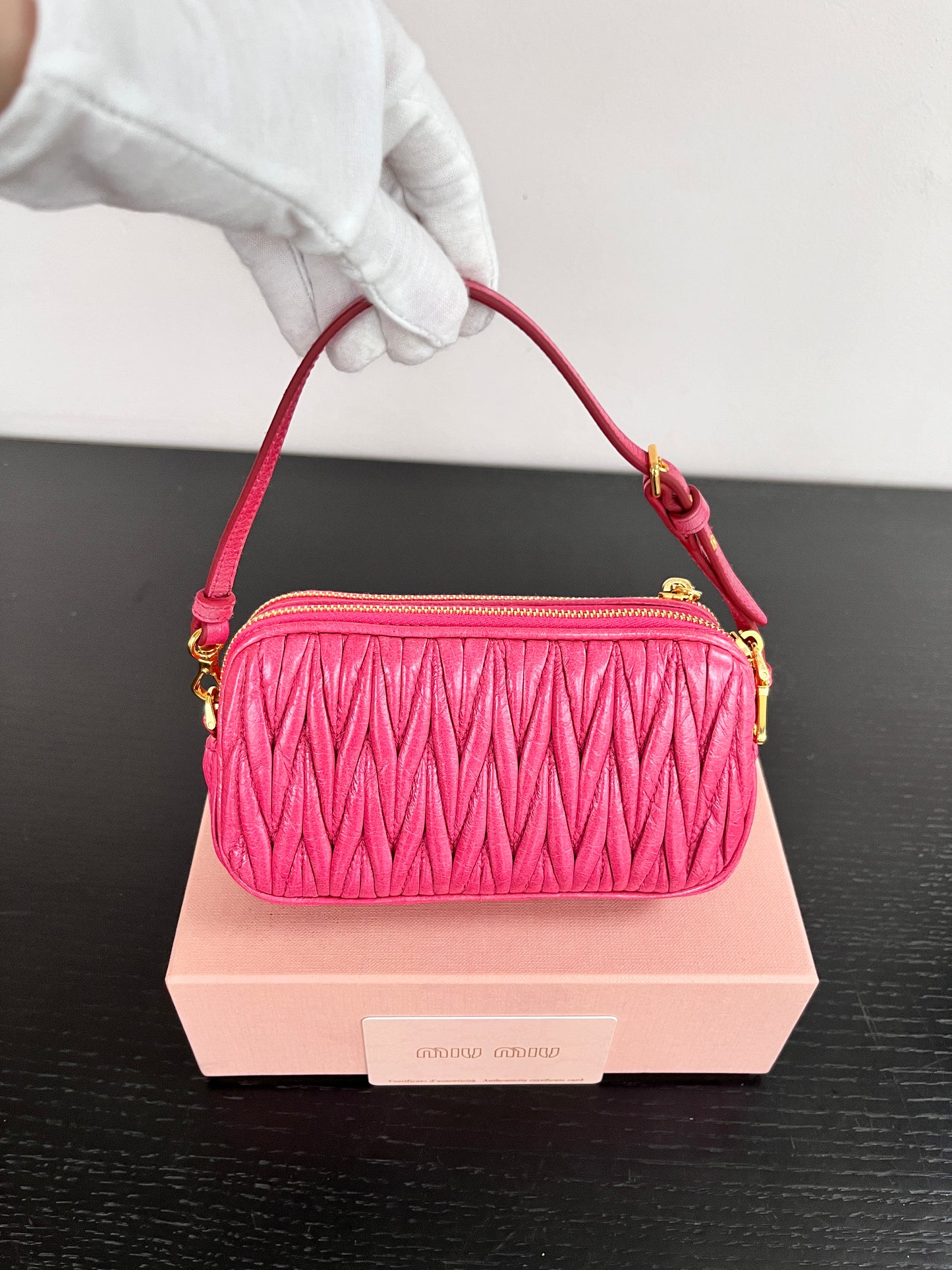 Miu Miu Matelassé Lux Double Zip Wristlet