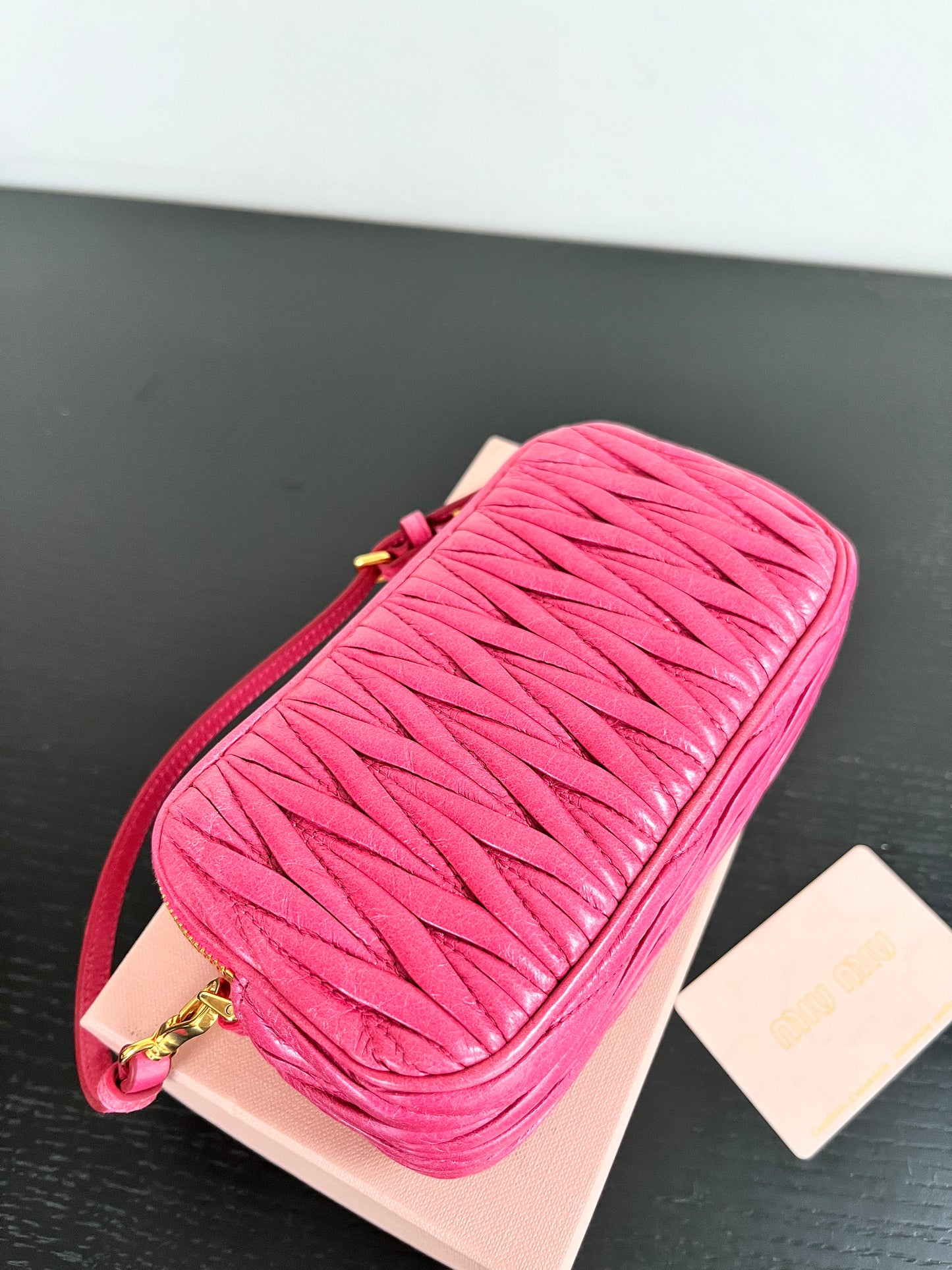 Miu Miu Matelassé Lux Double Zip Wristlet