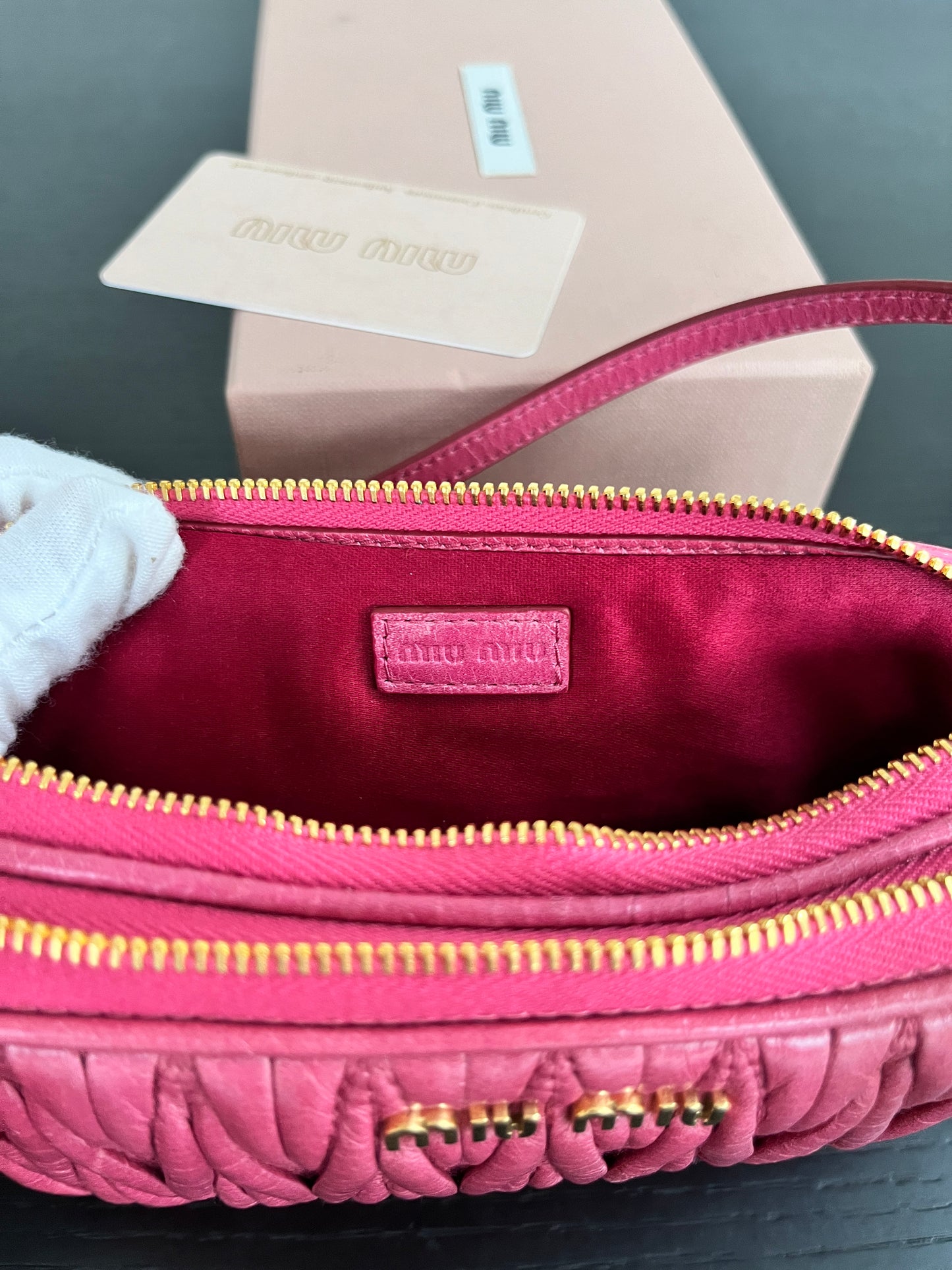 Miu Miu Matelassé Lux Double Zip Wristlet