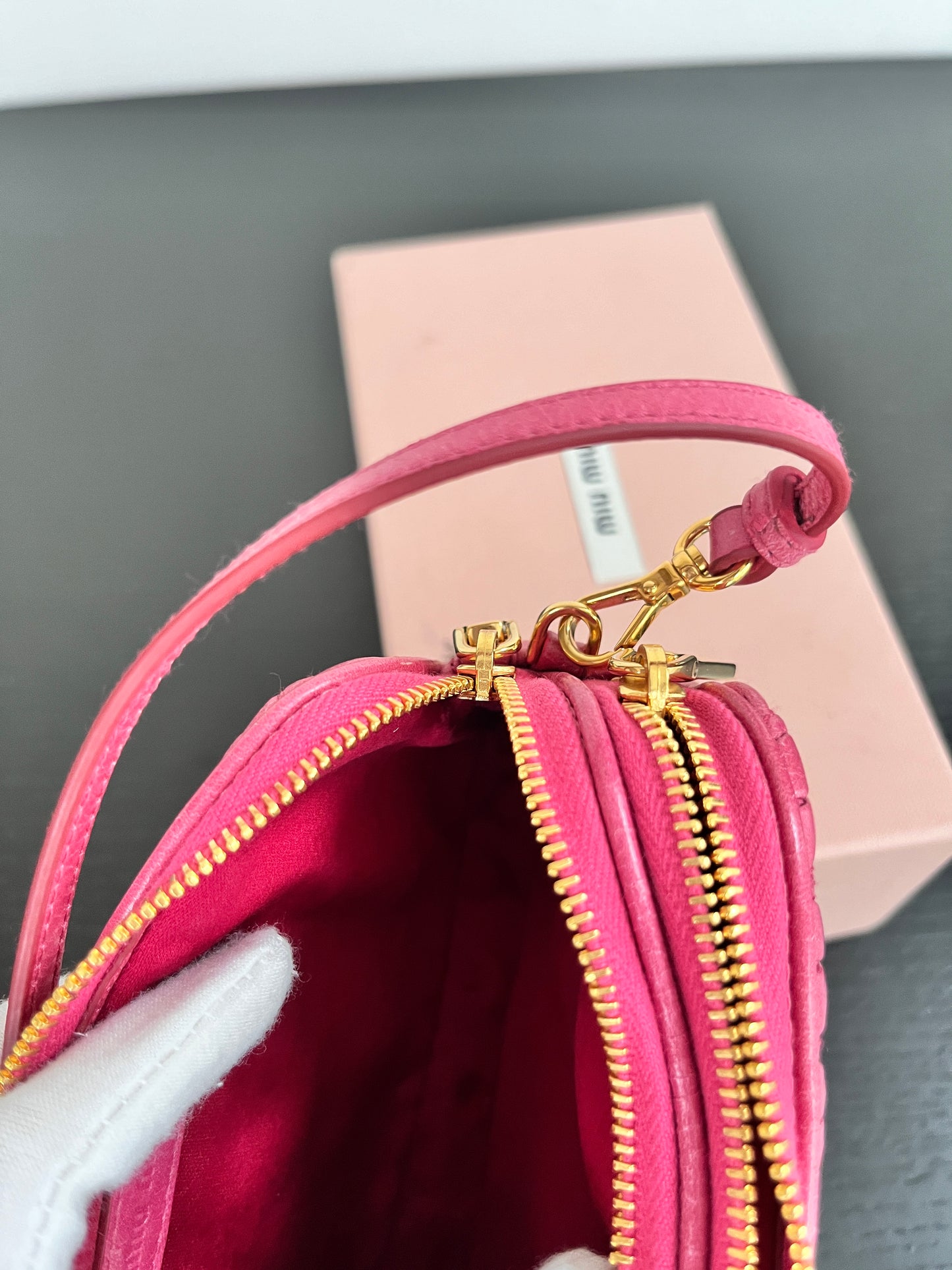 Miu Miu Matelassé Lux Double Zip Wristlet