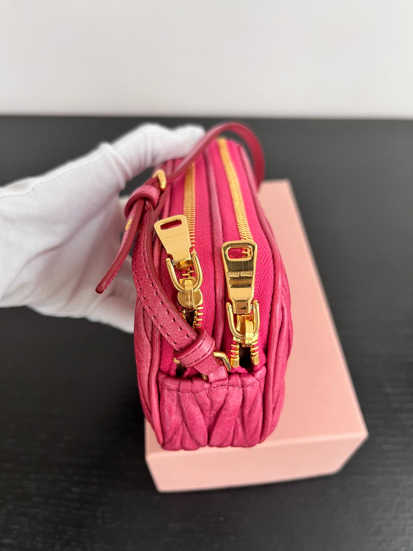 Miu Miu Matelassé Lux Double Zip Wristlet