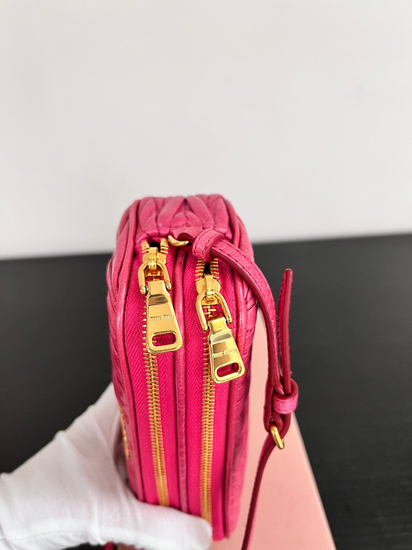 Miu Miu Matelassé Lux Double Zip Wristlet