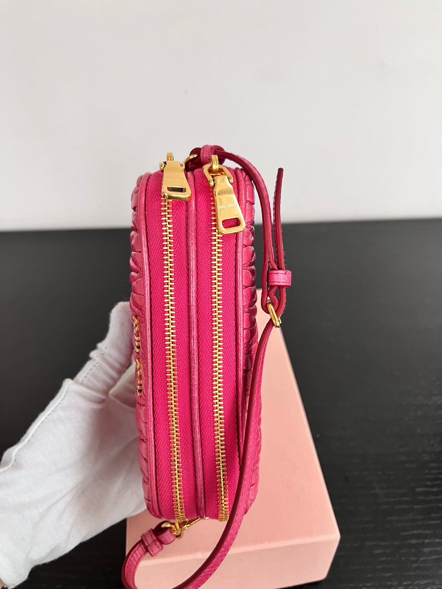 Miu Miu Matelassé Lux Double Zip Wristlet