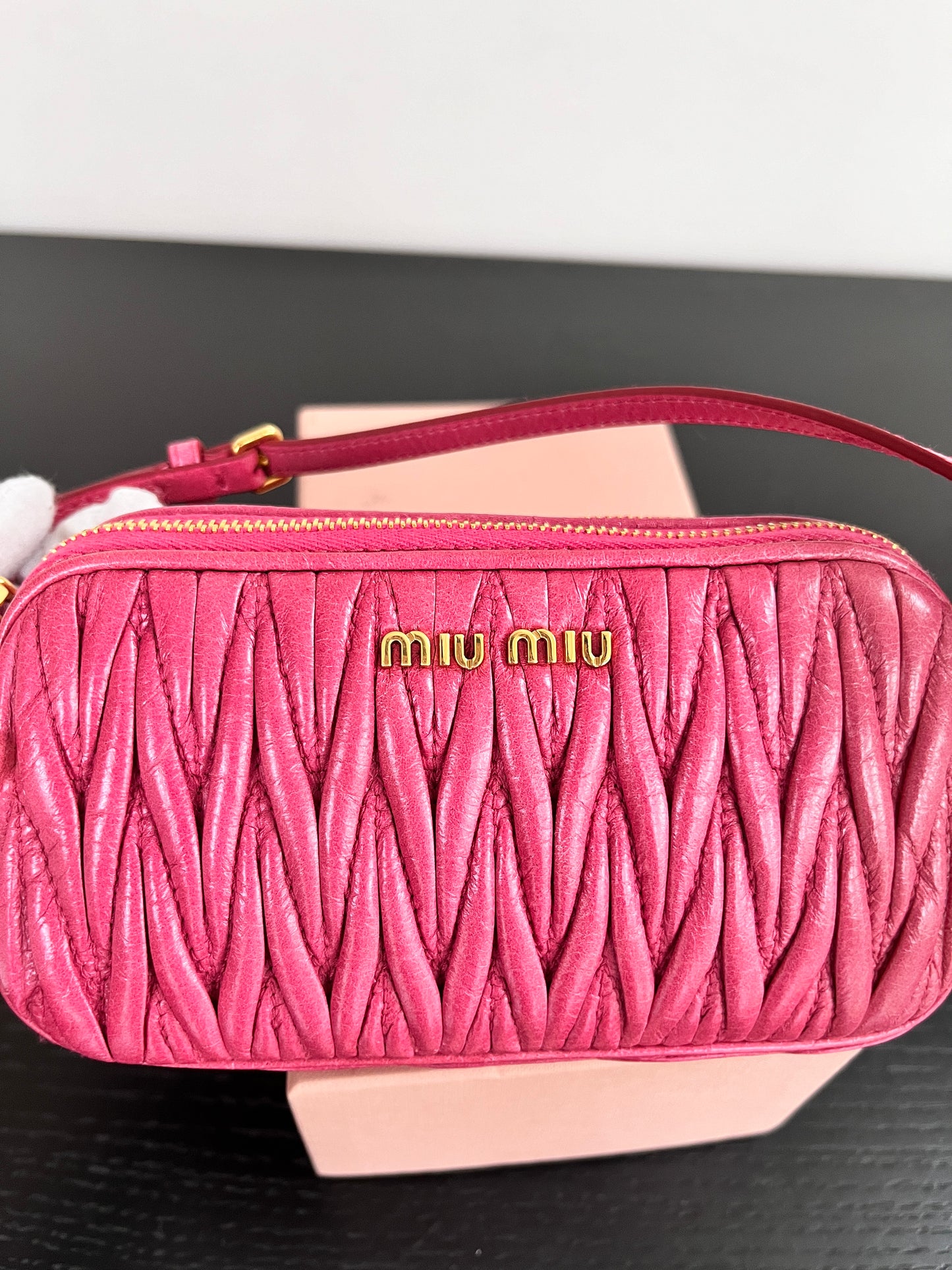 Miu Miu Matelassé Lux Double Zip Wristlet