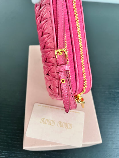 Miu Miu Matelassé Lux Double Zip Wristlet