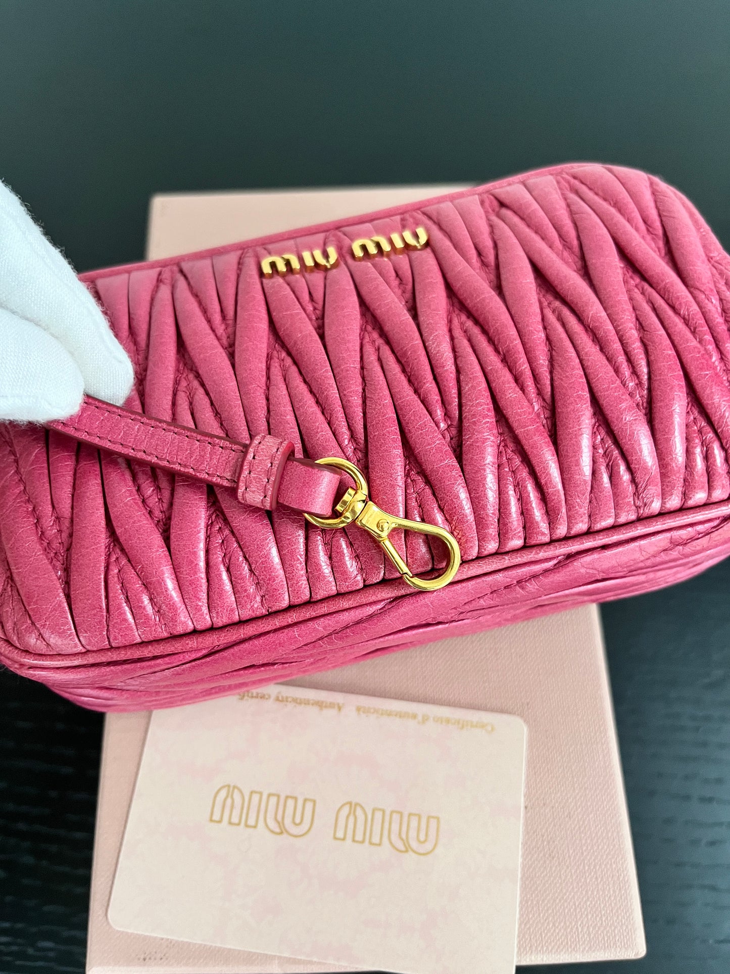 Miu Miu Matelassé Lux Double Zip Wristlet