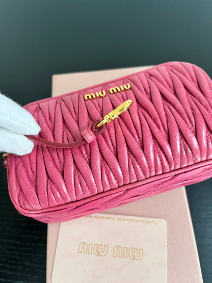 Miu Miu Matelassé Lux Double Zip Wristlet