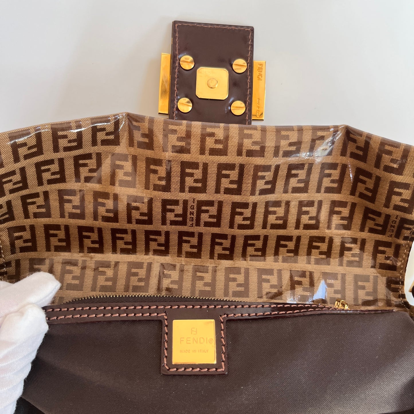 Fendi Zucca Baguette PVC Shoulder Bag